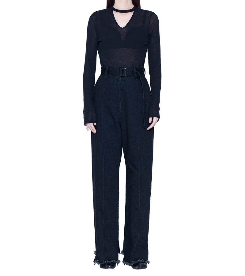 Slit denim pants