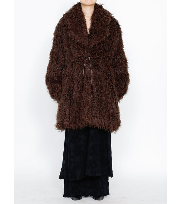 Fake fur coat - brown