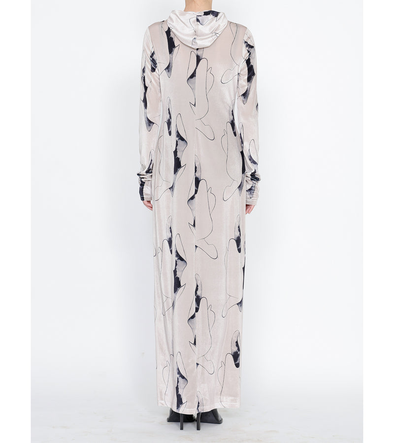 Hooded long dress - beige