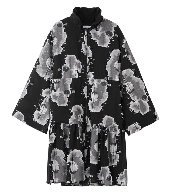 Rayon jacquard coat - black