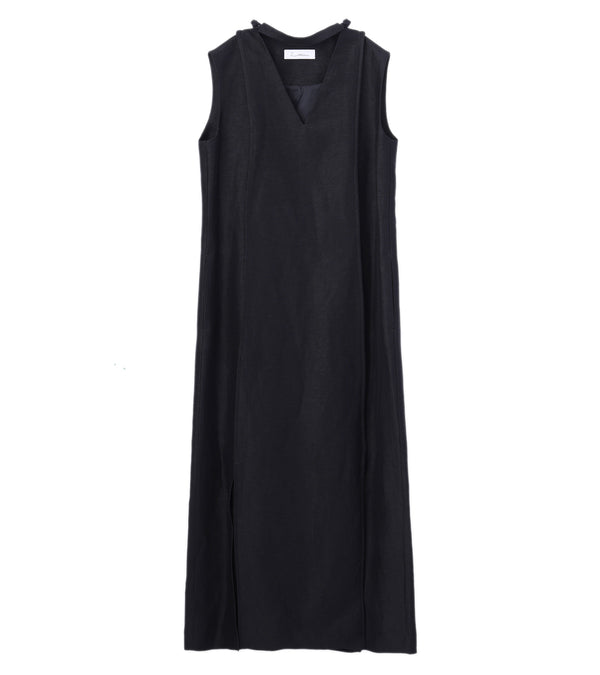 Linen panel dress- black