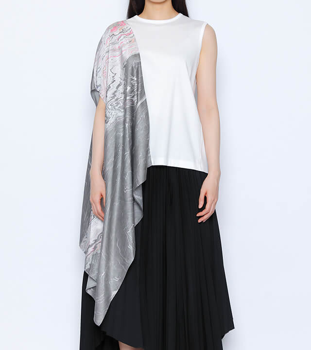 sleeveless tops with scarf - white
