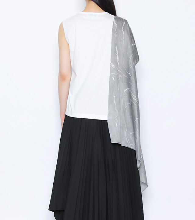 sleeveless tops with scarf - white