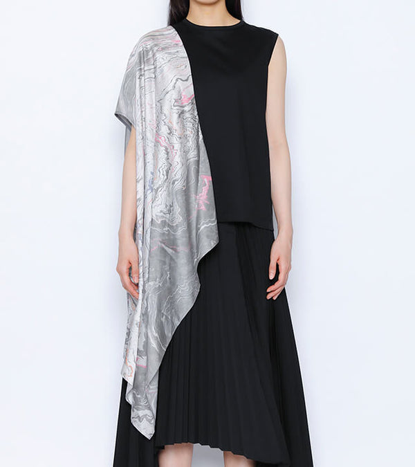 sleeveless tops with scarf - black