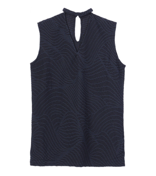 Uroco jacquard sleeveless tops- black