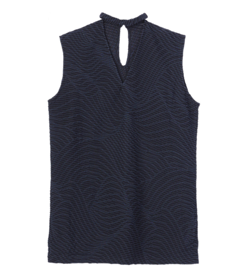 Uroco jacquard sleeveless tops- black