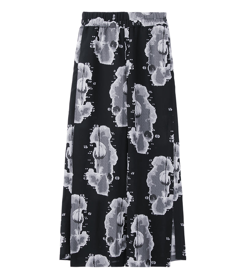 Rayon jacquard wide pants - black