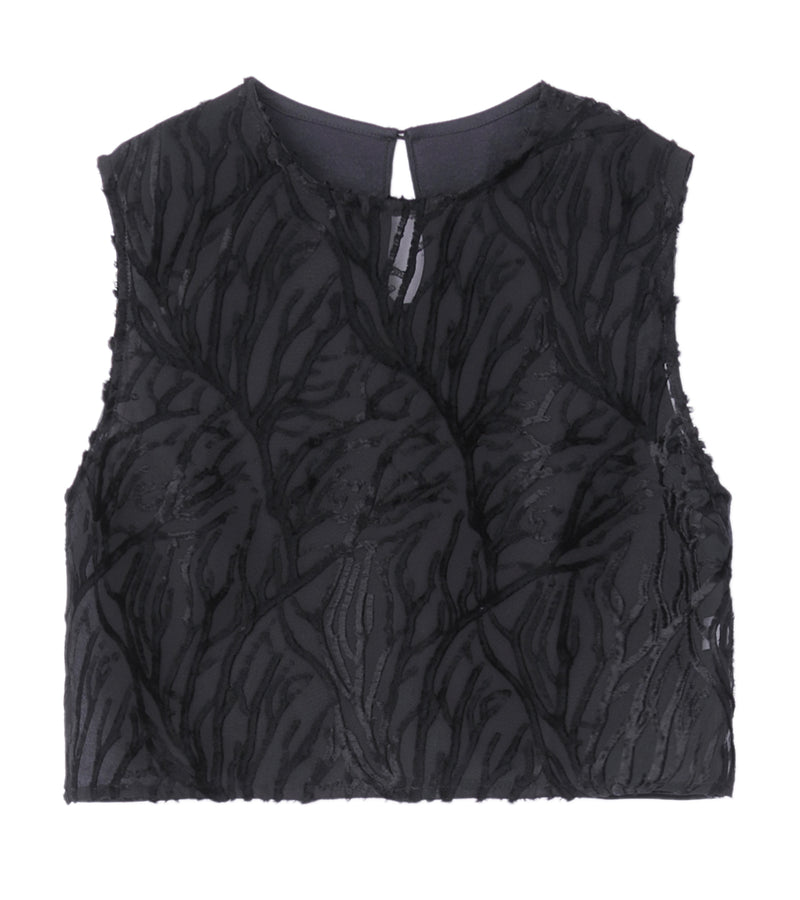 Velvet sleeveless top - black