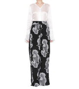 Rayon jacquard wide pants - black