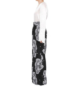 Rayon jacquard wide pants - black