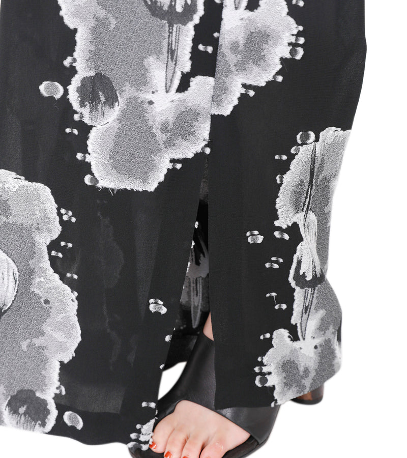 Rayon jacquard wide pants - black