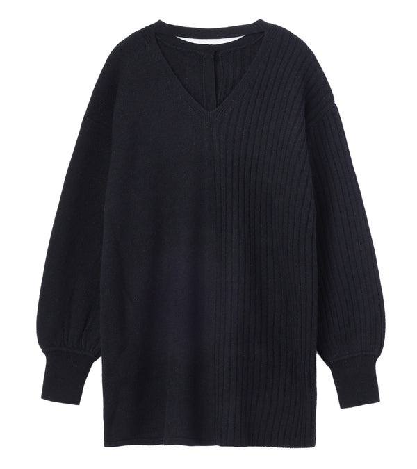 Knit choker blouse - black
