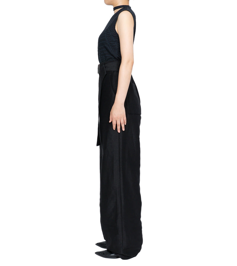 Uroco jacquard sleeveless tops- black