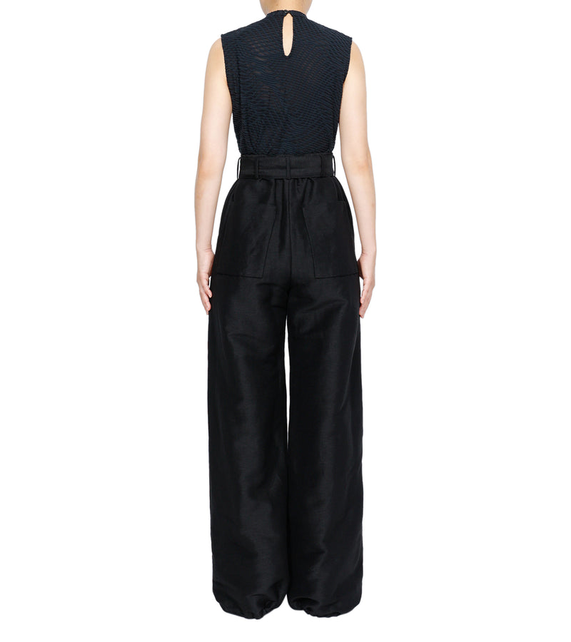 Uroco jacquard sleeveless tops- black