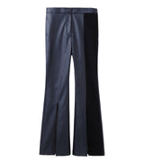 fake leather slit trousers - navy