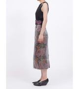 transparent flower jacquard skirt - black/purple