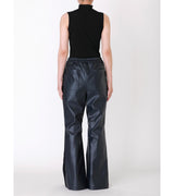 fake leather slit trousers - navy